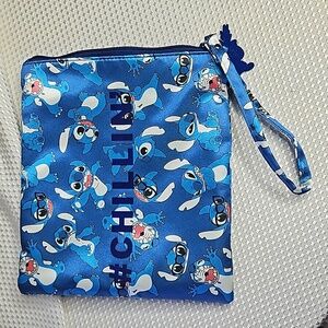 DISNEY STITCH #CHILLIN ZIPPER CASE 9" IN MULTI-BLUE HUES